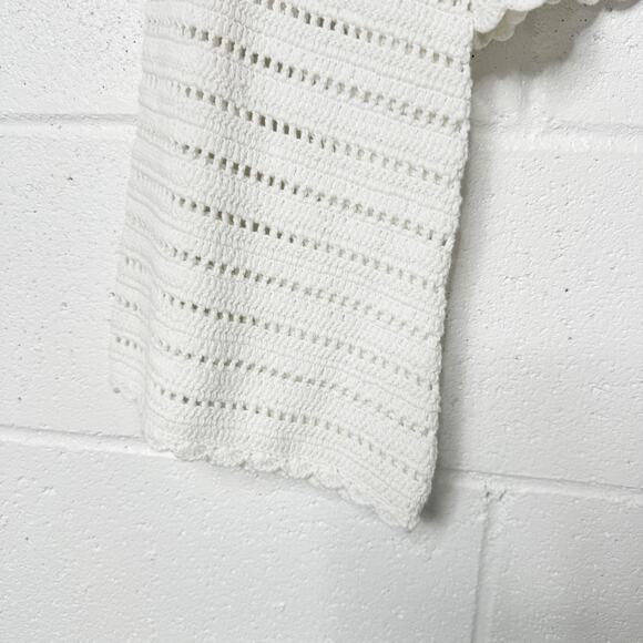 Callahan Crocheted Sweater Size XS White Rainbow Trim  Cropped Bell‎ Sleeve - Picture 5 of 10